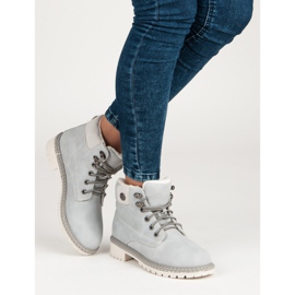 Filippo Šedé kozačky s ovčím kožichem šedá 2