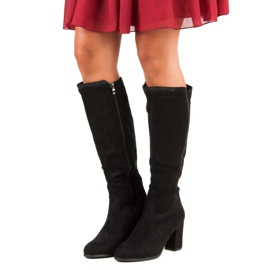 Černé semišové boty černý 1