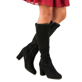 Černé semišové boty černý 2