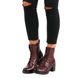 Vínové šněrovací kozačky vinceza červené 1