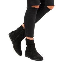 Ležérní semišové kotníkové boty černý 2