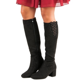 Elegantní kozačky na vysokém podpatku černá 1