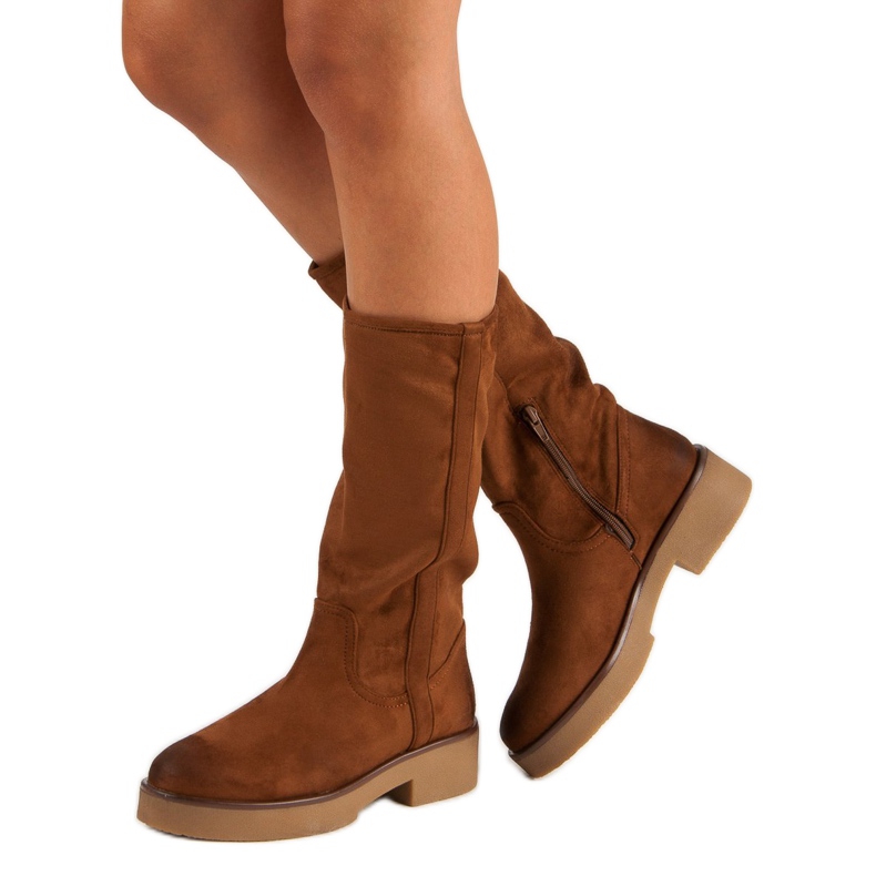 Corina Dámské semišové kozačky hnědý 2