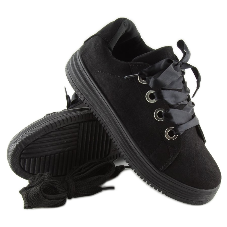 Černé tenisky se stuhami H99-23 Black černý 1