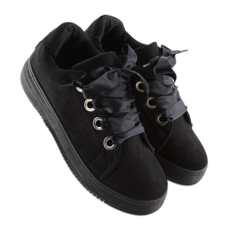 Černé tenisky se stuhami H99-23 Black černý 2