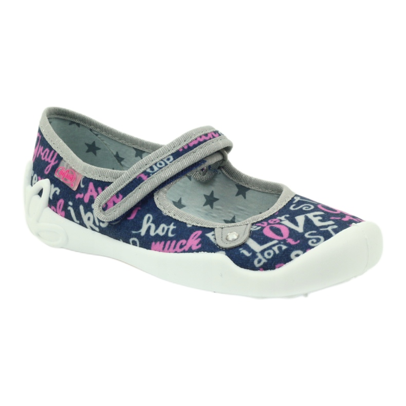 Befado dětské boty balerínky pantofle 114y311 námořnická modrá růžový šedá 1