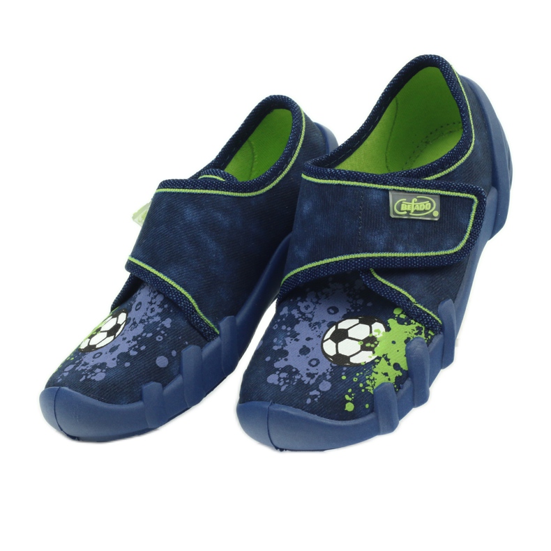 Pantofle na suchý zip fotbalista Befado 273x237 zelený námořnická modř 5