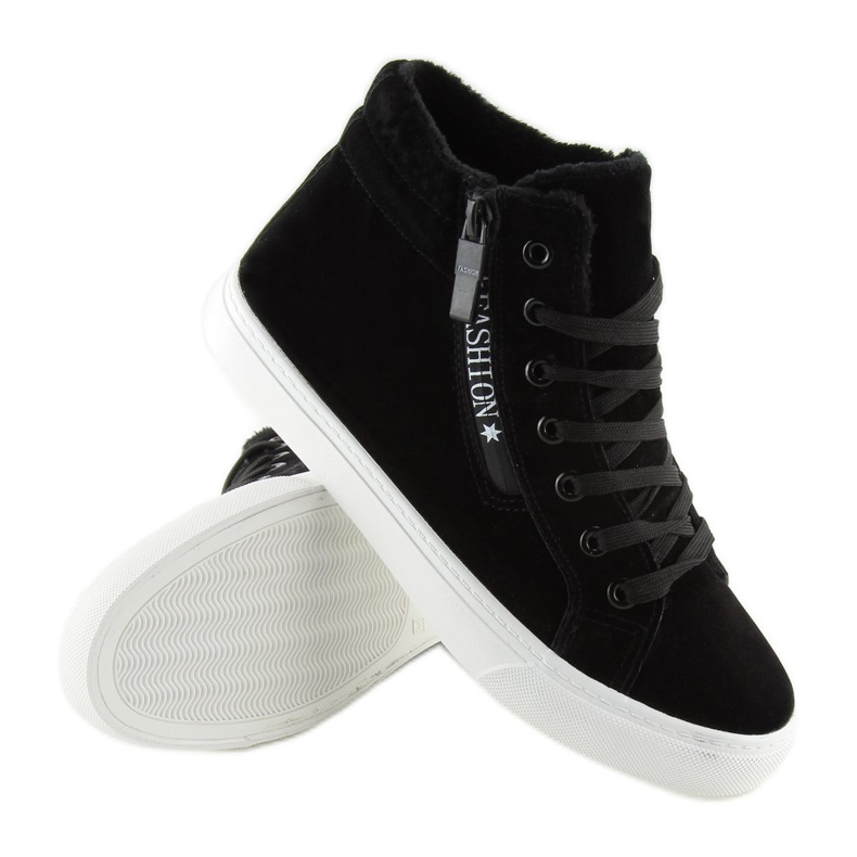Černé teplé kotníkové tenisky W-3072 Black černý 1