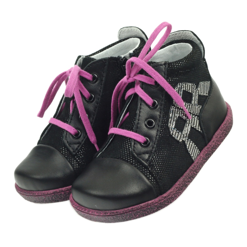 Black Leather Children's Shoes Renbut černý 4
