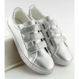 Stříbrné tenisky se zapínáním na suchý zip XL10P Silver šedá žluť 1