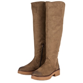 Corina Dámské kozačky na plochá stehna hnědý 2