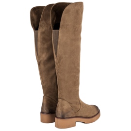 Corina Dámské kozačky na plochá stehna hnědý 1