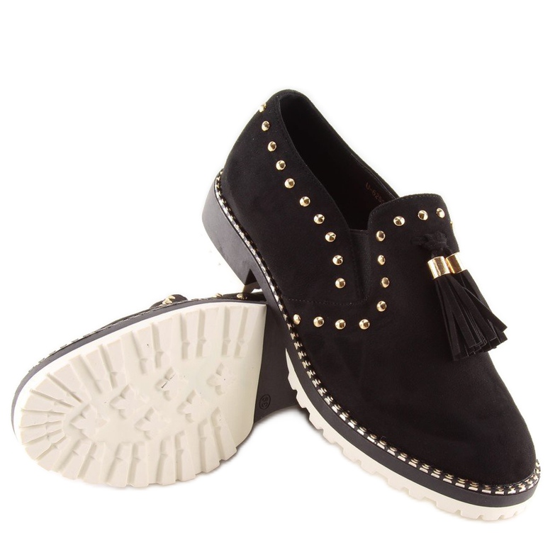 Černé mokasíny s cvočky U-6250 Black černý 2