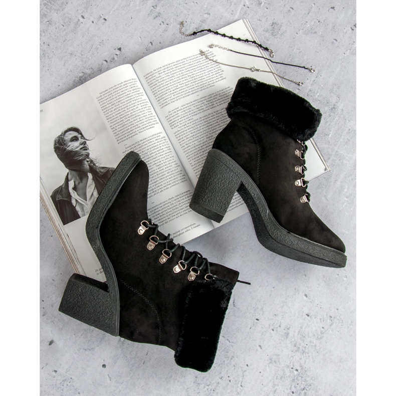 Seastar Šněrovací boty s kožešinou černá 1