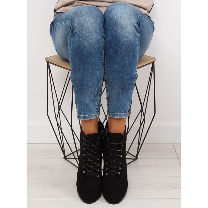 Kozačky na stabilním podpatku černé JA161 černá 1