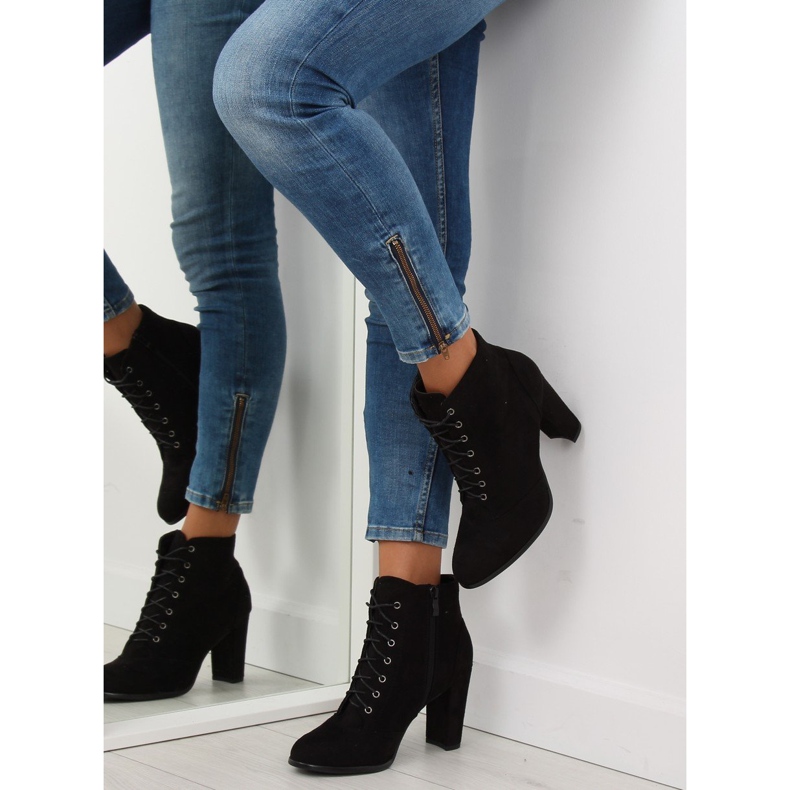 Kozačky na stabilním podpatku černé JA161 černá 2