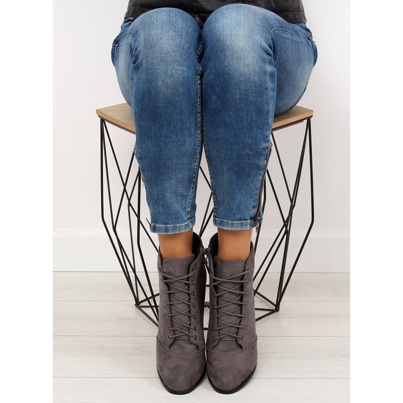Kozačky na stabilním podpatku šedé JA161 šedé šedá 1