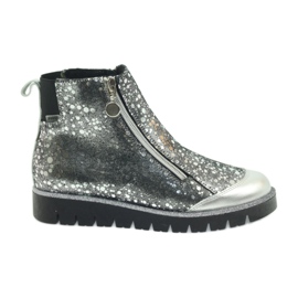 Kozačky zateplené kozačky Bartek černo-stříbrné černá šedá 1