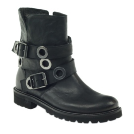 Pruhované kozačky zdobené kruhy Badura černý 1