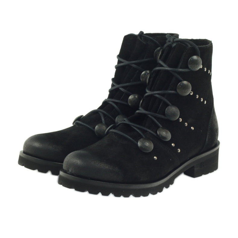 Dámské boty Badura zdobené knoflíky a drahokamy černá 3