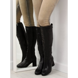 Černé kozačky na podpatku A-11 černé černá 1