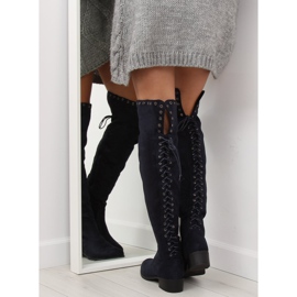 Tmavě modré mušketýrské boty LS182 námořnická modrá 2