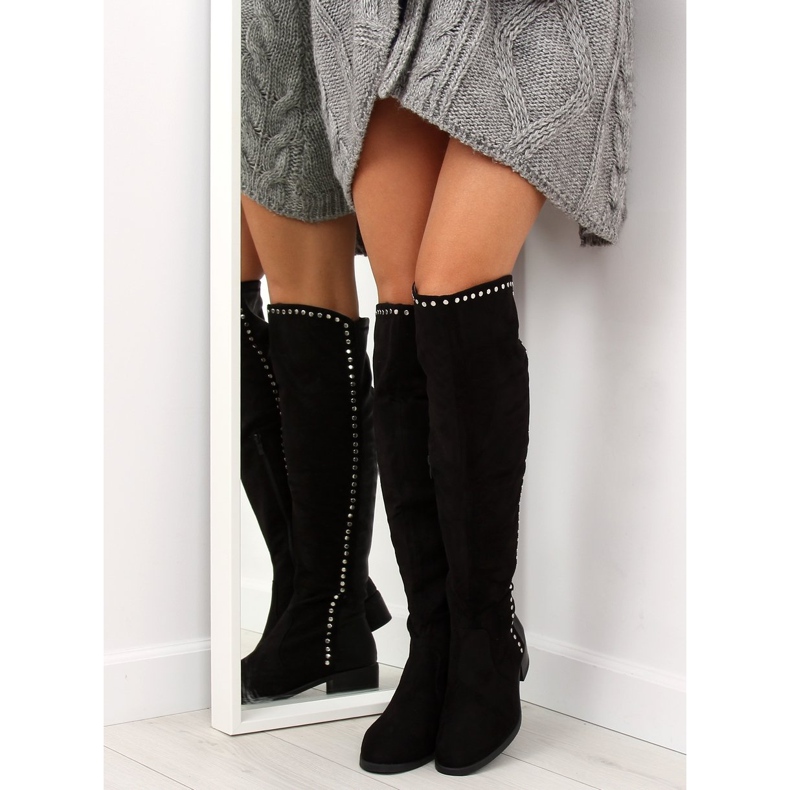 Černé mušketýrské boty FC-H101 černá 2 Černé mušketýrské boty FC-H101 černá 2