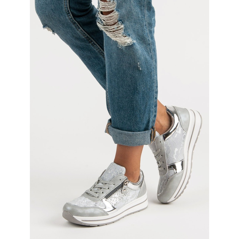 Kayla Stylové dámské tenisky šedá 1 Kayla Stylové dámské tenisky šedá 1