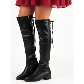 Černé kozačky nad kolena černý 1