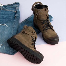 Khaki VINCEZA dělnické boty zelený 2