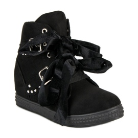 Super Me Černé tenisky s mašlemi černá 1 Super Me Černé tenisky s mašlemi černá 1