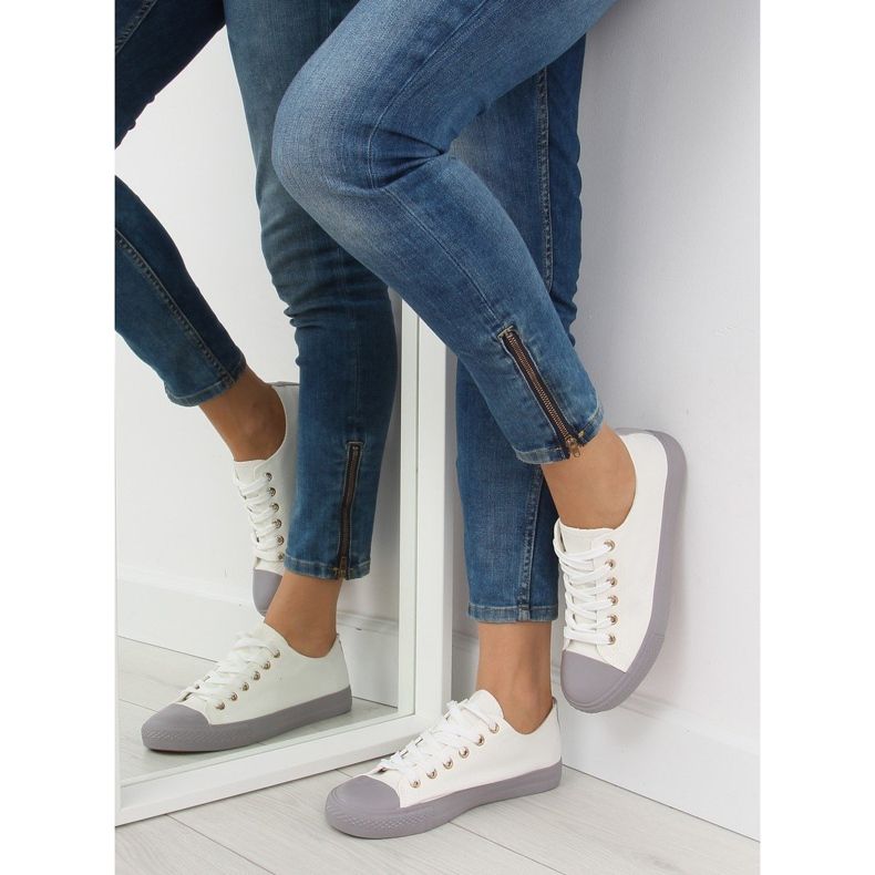 Dámské bílé a šedé tenisky BL97P BÍLÁ / ŠEDÁ bílý 2