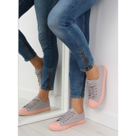 Šedé a růžové dámské tenisky BL97P GREY / PINK šedá růžový 2