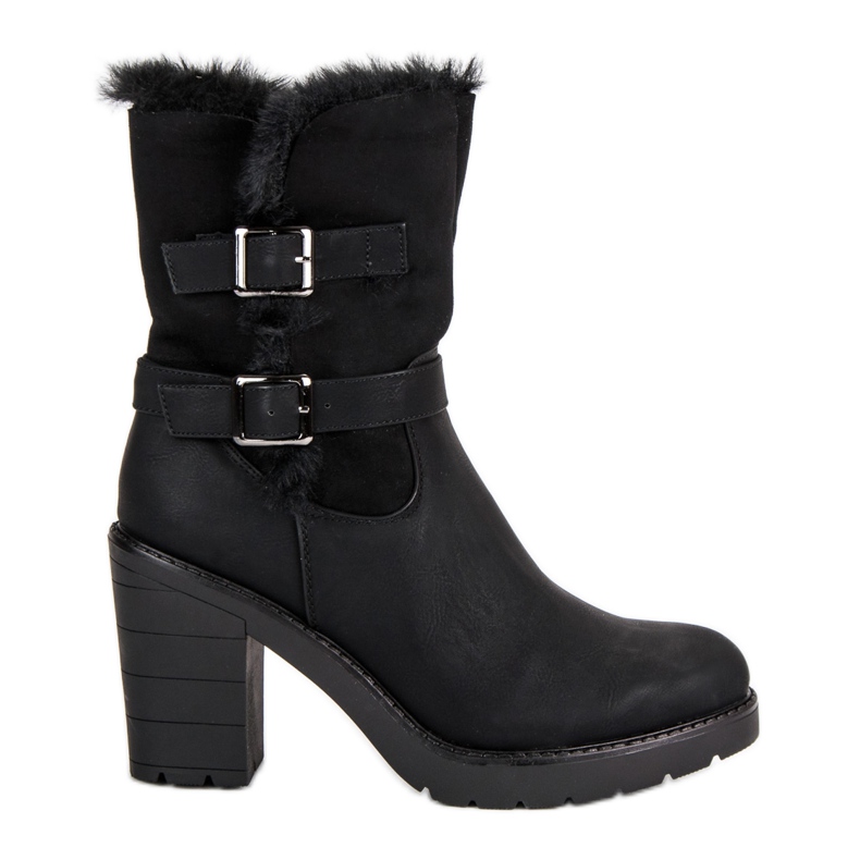 Teplé boty na sloupku černý 1