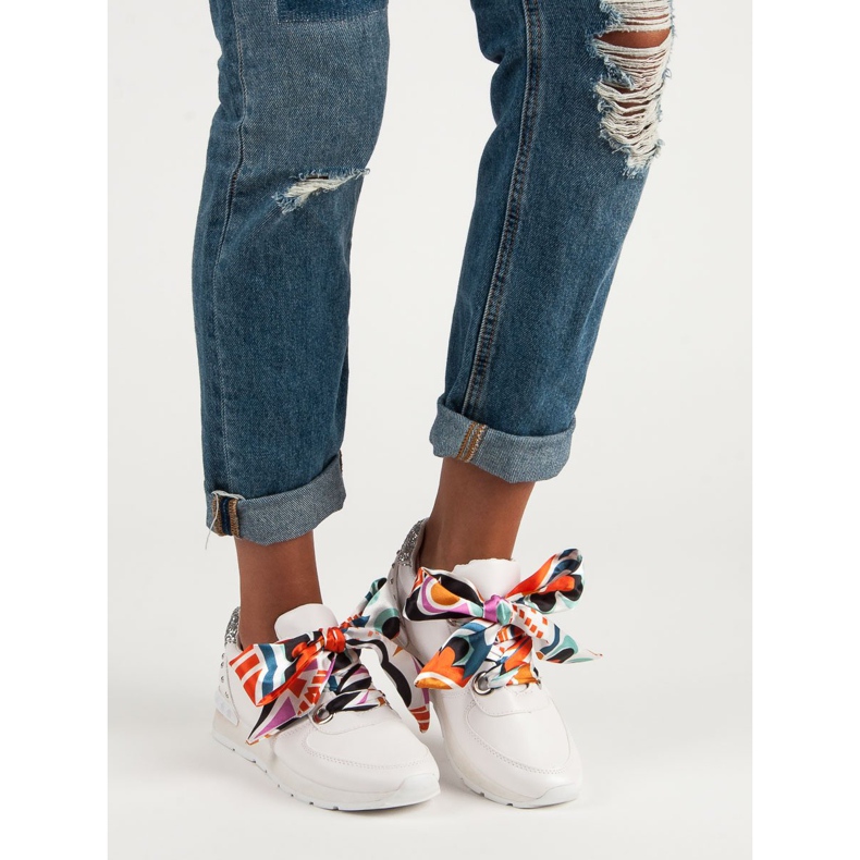 Módní vázané tenisky bílý 1