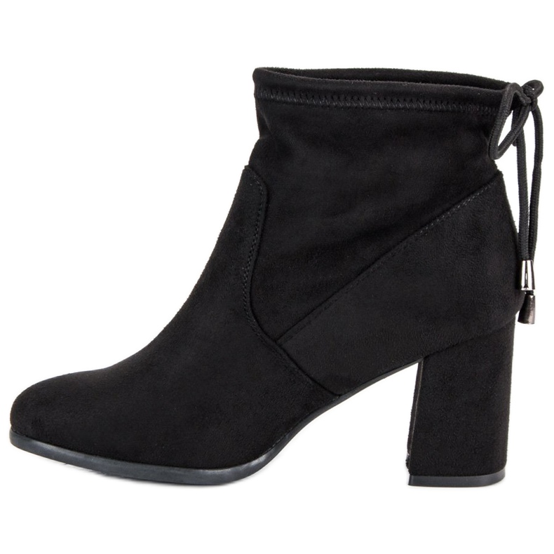 Semišové kotníkové boty na vysokém podpatku černá 1