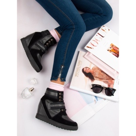 J. Star Šněrovací boty na klínku černý 1