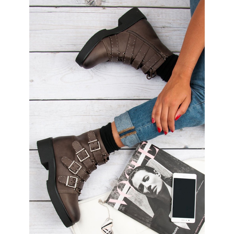 Corina Hnědé dělnické boty hnědý 1