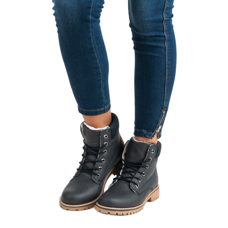 Námořně modré lapače s ovčí kůží MCKEYLOR modrý 2