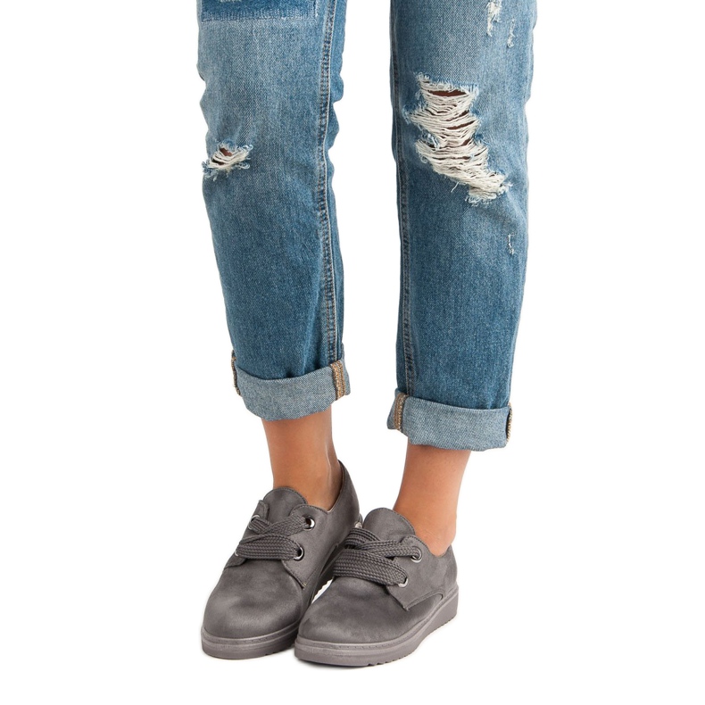 Semišové šněrovací tenisky šedá 1