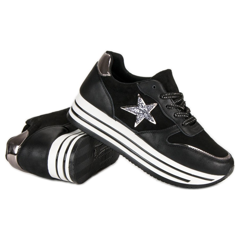 Módní tenisky na platformě černá 1