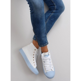 Tenisky ke kotníku s dvojitými tkaničkami bl102p Blue bílý modrý 1