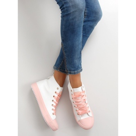Tenisky ke kotníku s dvojitými tkaničkami bl102p Pink bílý růžový 2