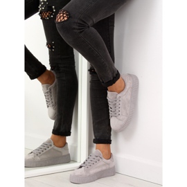 Šedé tenisky na vysoké podrážce AX03 šedá 1