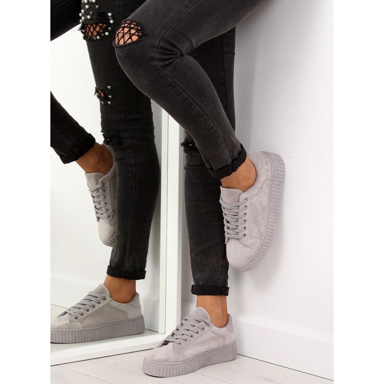 Šedé tenisky na vysoké podrážce AX03 šedá 1