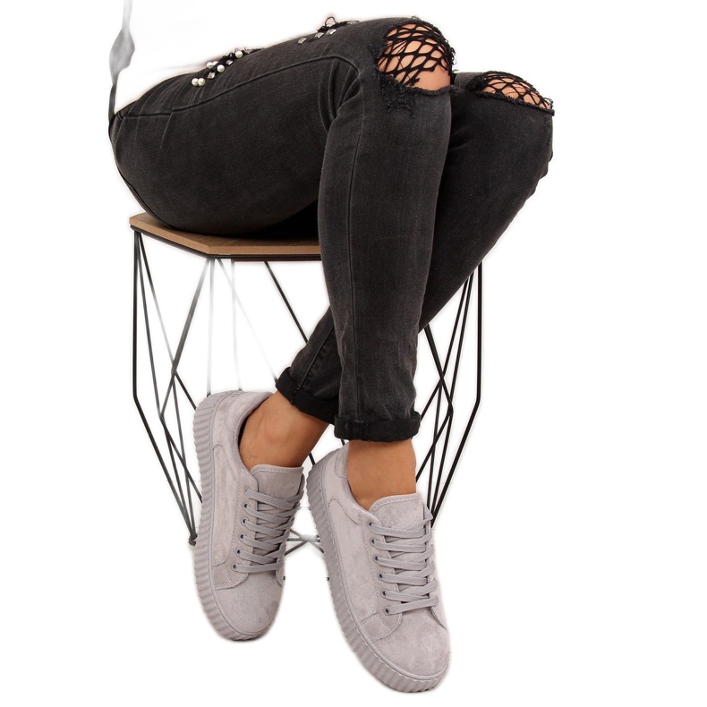 Šedé tenisky na vysoké podrážce AX03 šedá 2