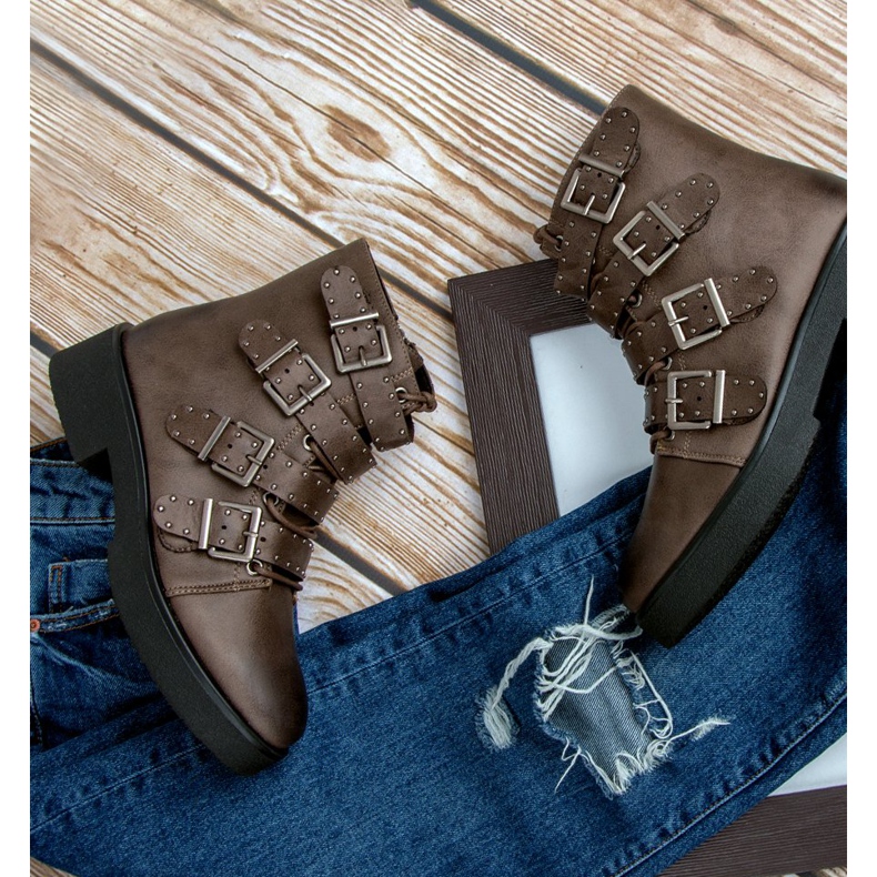 Corina Hnědé dělnické boty hnědý 2