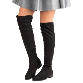 Černé mušketýrské boty černý 1