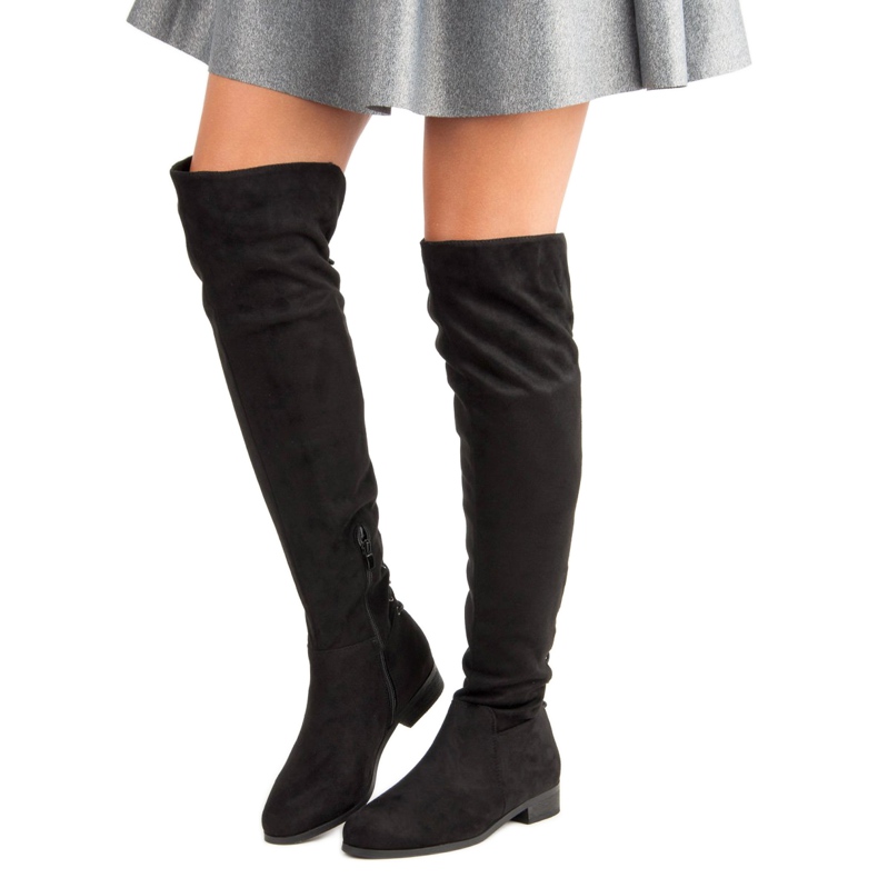 Černé mušketýrské boty černý 1