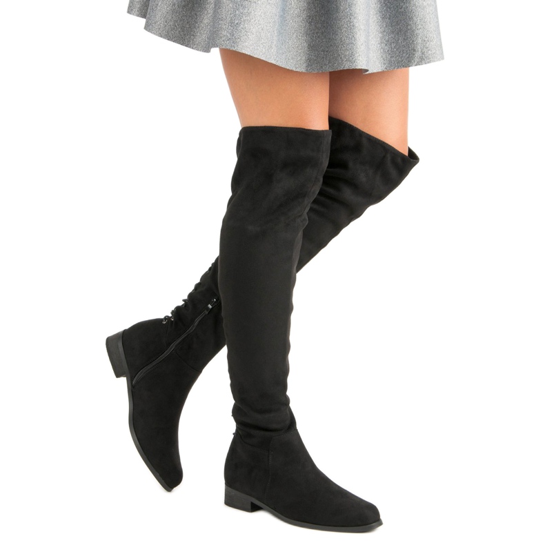 Černé mušketýrské boty černý 2